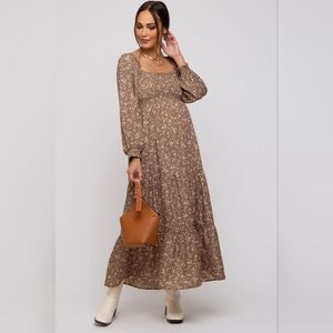 Pinkblush Brown Floral Long Sleeve Dress